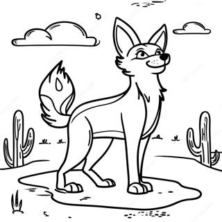 Playful Coyote In The Desert Coloring Page 21162-17017