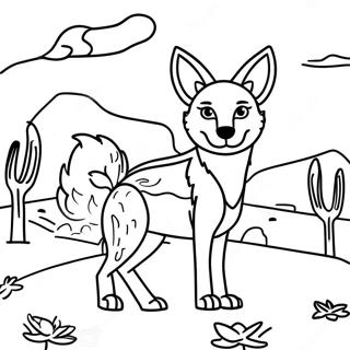 Playful Coyote In The Desert Coloring Page 21162-17019