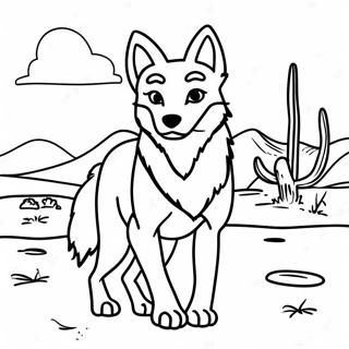 Playful Coyote In The Desert Coloring Page 21162-17020