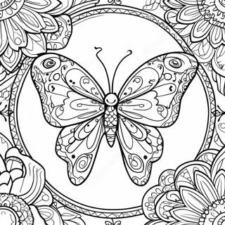 Dreamcatcher Butterfly Mandala Coloring Page 21211-17061