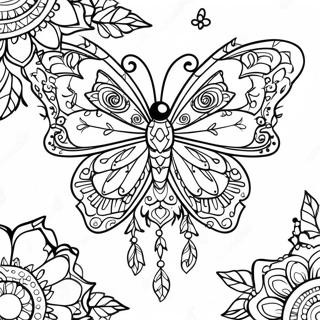 Dreamcatcher Butterfly Mandala Coloring Page 21211-17064