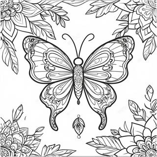 Intricate Dreamcatcher Butterfly Design Coloring Page 21212-17059