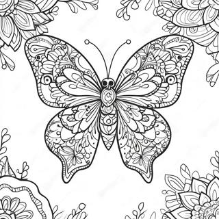 Intricate Dreamcatcher Butterfly Design Coloring Page 21212-17060