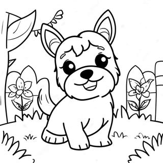 Playful Yorkie In Garden Coloring Page 21362-17178