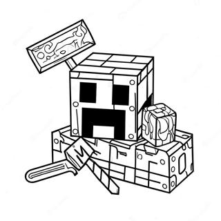 Minecraft Creeper With Tools Coloring Page 21372-17185