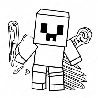 Minecraft Creeper With Tools Coloring Page 21372-17186