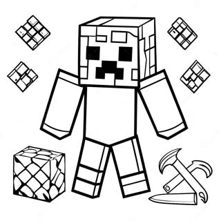 Minecraft Creeper With Tools Coloring Page 21372-17187