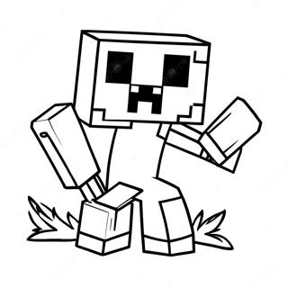 Minecraft Creeper With Tools Coloring Page 21372-17188