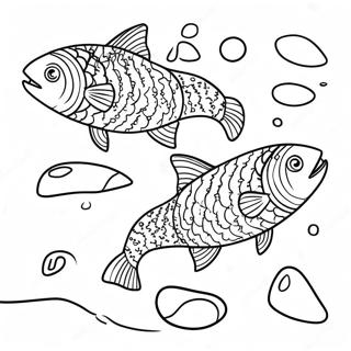 Salmon Swimming In Clear Water Coloring Page 21391-17200