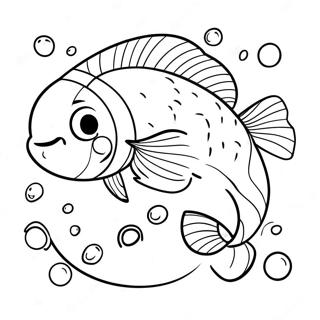 Cute Cartoon Salmon Coloring Page 21392-17201