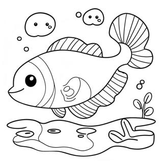 Cute Cartoon Salmon Coloring Page 21392-17202