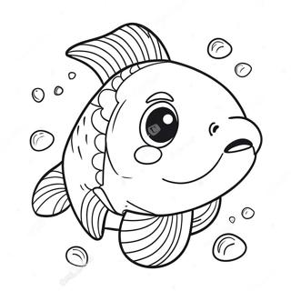 Cute Cartoon Salmon Coloring Page 21392-17203