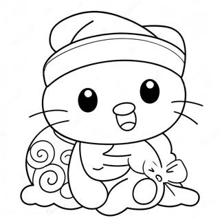 Festive Hello Kitty With Santa Hat Coloring Page 21402-17206