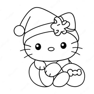 Festive Hello Kitty With Santa Hat Coloring Page 21402-17207