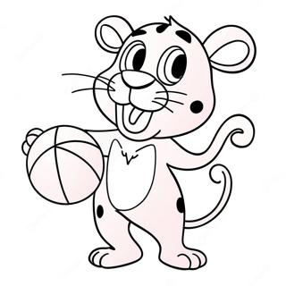 Cute Pink Panther Playing With Ball Coloring Page 21422-17222