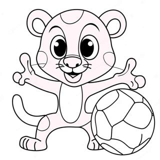 Cute Pink Panther Playing With Ball Coloring Page 21422-17224