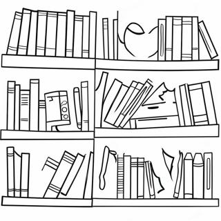 Colorful Bookshelf Coloring Page 2142-1766