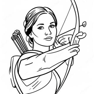 Katniss Everdeen With Bow Coloring Page 21442-17241