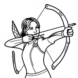 Katniss Everdeen With Bow Coloring Page 21442-17243