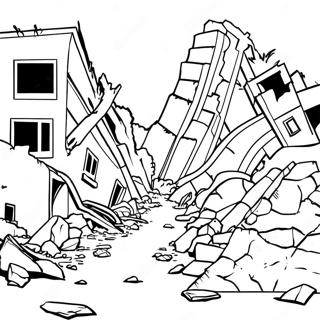 Destructive Earthquake Scene Coloring Page 21532-17313