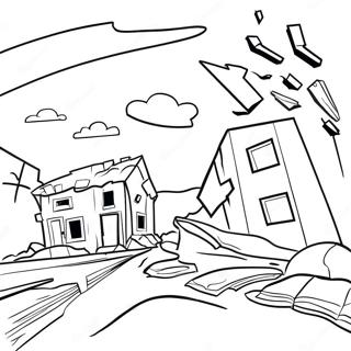 Destructive Earthquake Scene Coloring Page 21532-17314