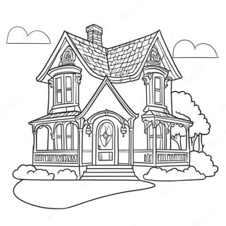 Charming Victorian Cottage Coloring Page 21652-17411