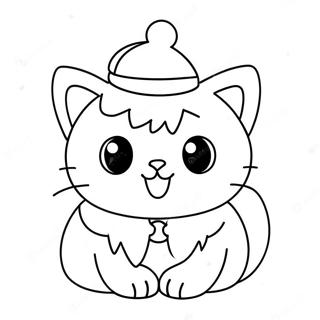 Cute Christmas Cat Coloring Pages