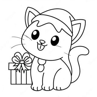 Cute Christmas Cat Coloring Page 21671-17422