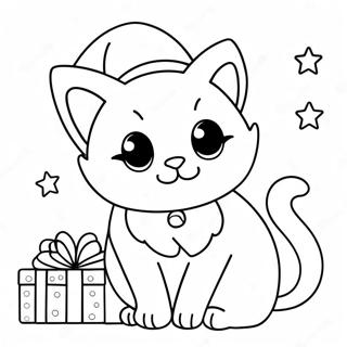 Cute Christmas Cat Coloring Page 21671-17423