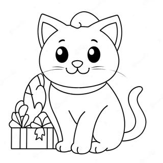 Cute Christmas Cat Coloring Page 21671-17424