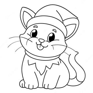 Playful Christmas Cat With Santa Hat Coloring Page 21672-17429