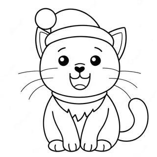 Playful Christmas Cat With Santa Hat Coloring Page 21672-17432