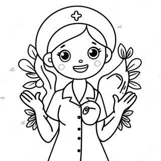 Cute Nurse With Stethoscope Coloring Page 21692-17441