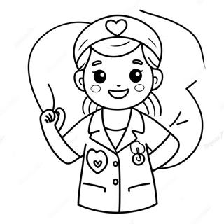 Cute Nurse With Stethoscope Coloring Page 21692-17444