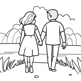 Cute Couple Holding Hands Coloring Page 21872-17584