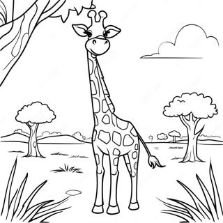 Majestic Giraffe In The Savanna Coloring Page 21912-17613