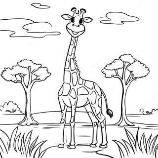 Majestic Giraffe In The Savanna Coloring Page 21912-17615