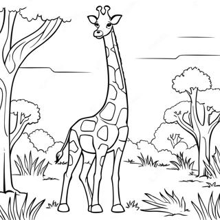 Majestic Giraffe In The Savanna Coloring Page 21912-17616