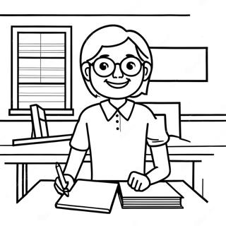 Friendly Teacher In Classroom Coloring Page 21932-17629