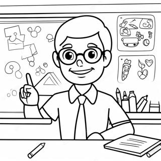 Friendly Teacher In Classroom Coloring Page 21932-17631