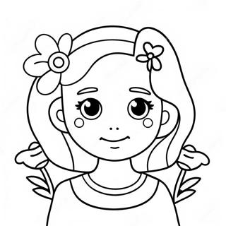 Cute Girl With Flowers Coloring Page 21941-17634