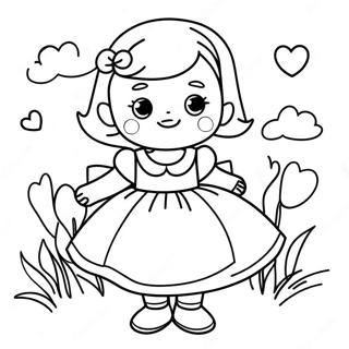 Adorable Girl In A Dress Coloring Page 21942-17639