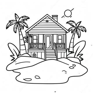 Beach House With Palm Trees Coloring Page 21951-17649