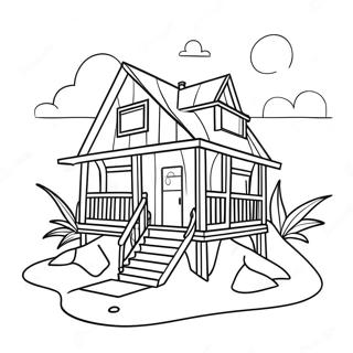 Cozy Beach House At Sunset Coloring Page 21952-17646