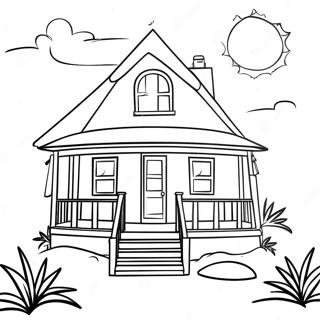 Cozy Beach House At Sunset Coloring Page 21952-17647