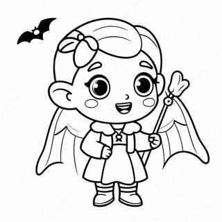 Cute Girl Vampire With Bat Coloring Page 22002-17685