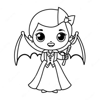 Cute Girl Vampire With Bat Coloring Page 22002-17687