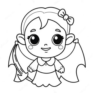 Cute Girl Vampire With Bat Coloring Page 22002-17688