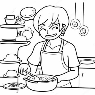 Sanji Cooking Delicious Dishes Coloring Page 22022-17704