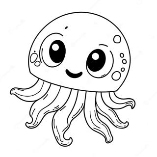 Cute Jellyfish Floating Coloring Page 2202-1805